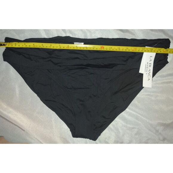 NWT La Blanca Island Goddess Ruched Band Hipster Bottom Size 18W Black Curvy - Picture 6 of 6